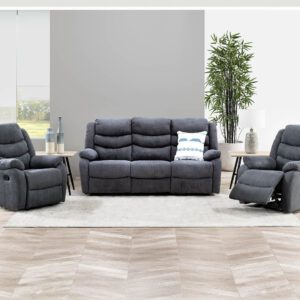 PRESCOTT Fabric 3 Piece Suite – 2 recliner + 3 seater Lounge