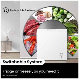 Hisense 300L hybrid chest freezer in white with switchable system