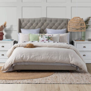 Aragon Queen Bed Pebble Room View