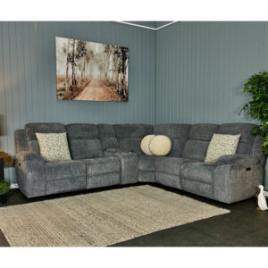 Coolabah Corner with Electric End Recliners Highlands Pewter
