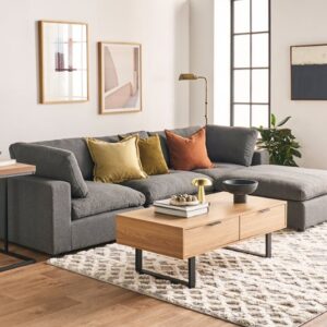 Harmony 3 Seater Charcoal Chaise Sofa
