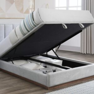 Zett queen gas lift storage bed compartment open for hire