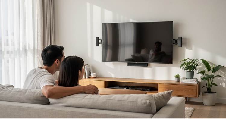 men and women watching tv
